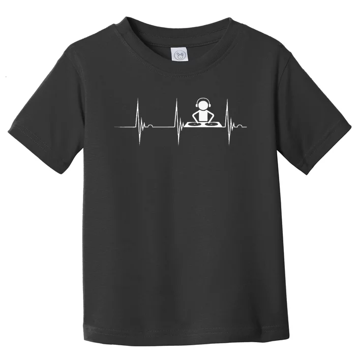 DJ Techno Turntable DJ Heartbeat EKG Pulse Dance Music Toddler T-Shirt