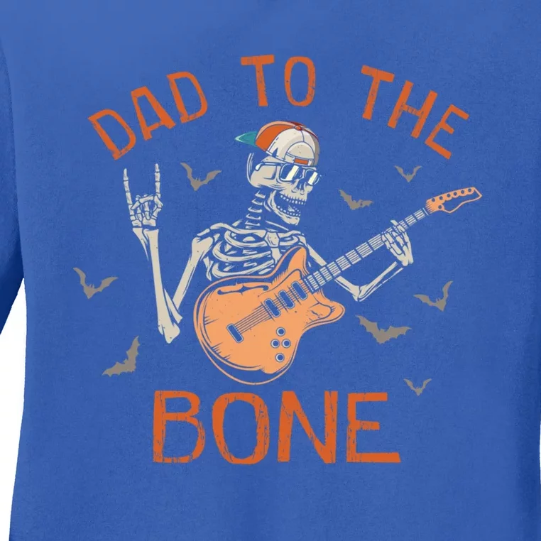 Dad To The Bone Funny Halloween Skeleton Guitar Lover Meaningful Gift Ladies Long Sleeve Shirt