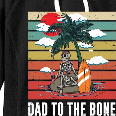 Dad To The Bone Spooky Skeleton Halloween Fathers Day Cute Gift Women's Fleece Hoodie