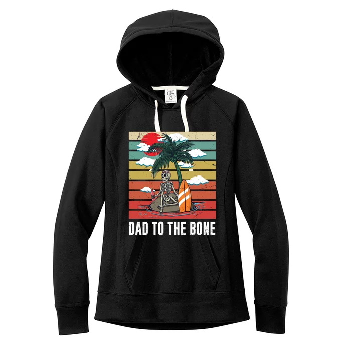 Dad To The Bone Spooky Skeleton Halloween Fathers Day Cute Gift Women's Fleece Hoodie