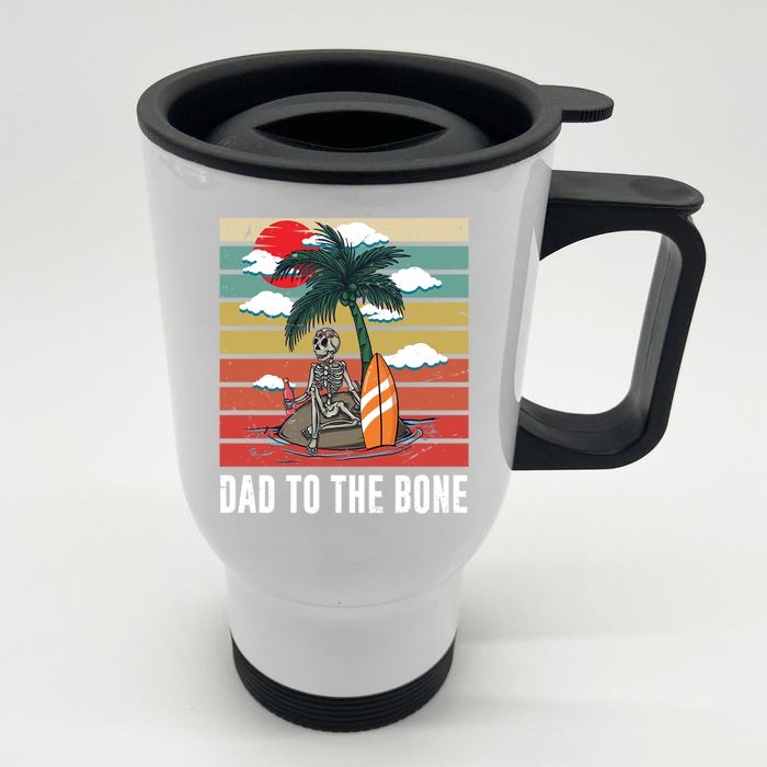 Dad To The Bone Spooky Skeleton Halloween Fathers Day Cute Gift Front & Back Stainless Steel Travel Mug