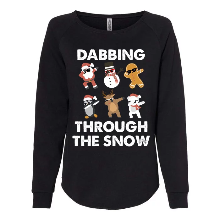 Dabbing Through The Snow Santa Penguin Snow Christmas Gift Womens California Wash Sweatshirt