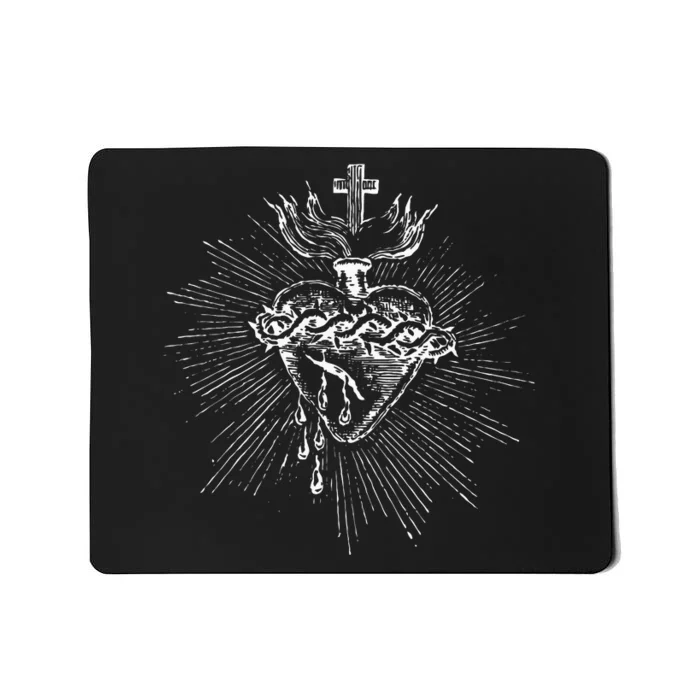 Devotion To The Sacred Heart Of Jesus Vintage Catholic Art Mousepad