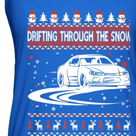 Drifting Through The Snow Ugly Christmas Sweater Classic Gift Ladies Essential Flowy Tank