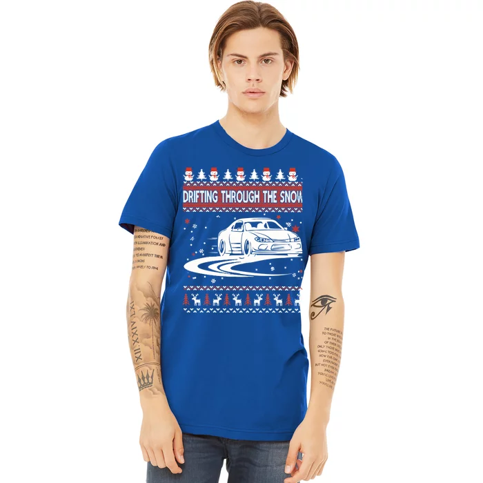 Drifting Through The Snow Ugly Christmas Sweater Classic Gift Premium T-Shirt