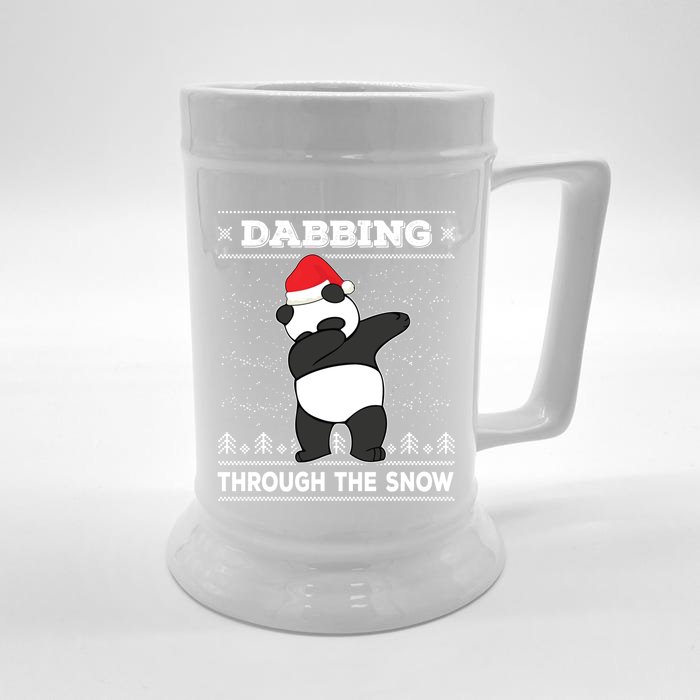 Dabbing Through The Snow Panda Dab Ugly Christmas Sweater Gift Front & Back Beer Stein