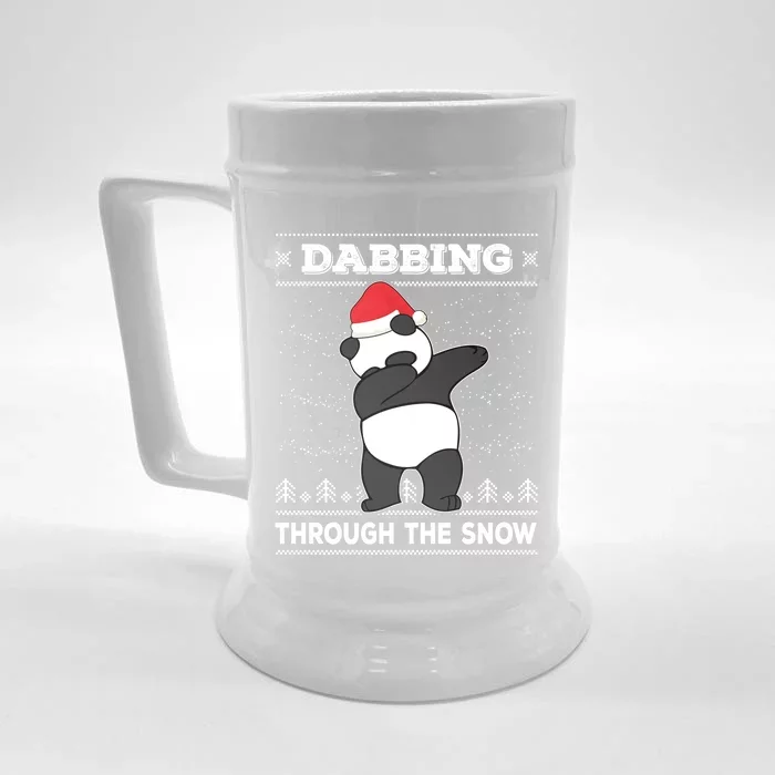 Dabbing Through The Snow Panda Dab Ugly Christmas Sweater Gift Front & Back Beer Stein