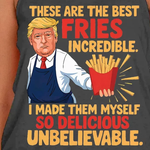 Donald Trump These Are The Best Fries Incredible So Delicious Women's Knotted Racerback Tank