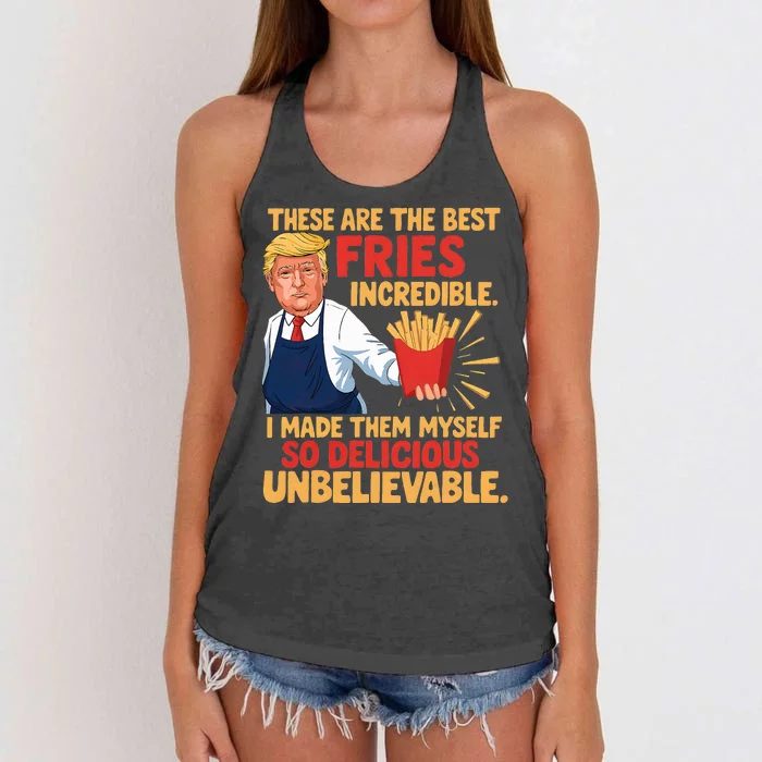 Donald Trump These Are The Best Fries Incredible So Delicious Women's Knotted Racerback Tank