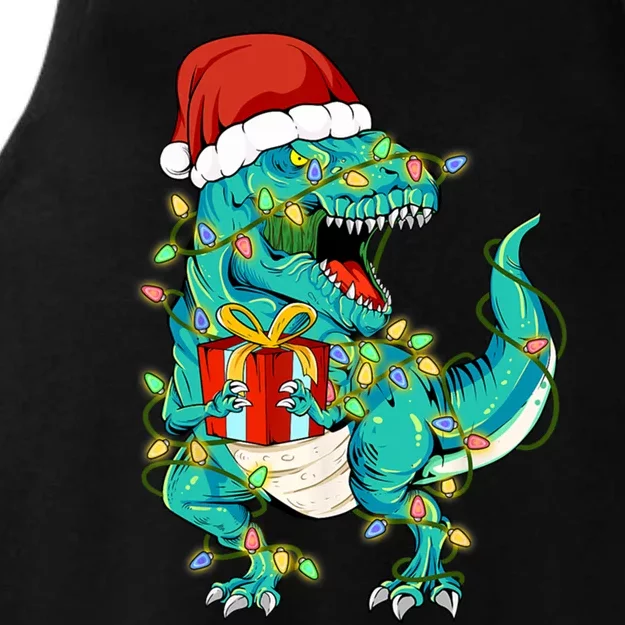 Dinosaur Trex Tree Christmas Sweater Xmas Pet Dino Trex Meaningful Gift Ladies Tri-Blend Wicking Tank