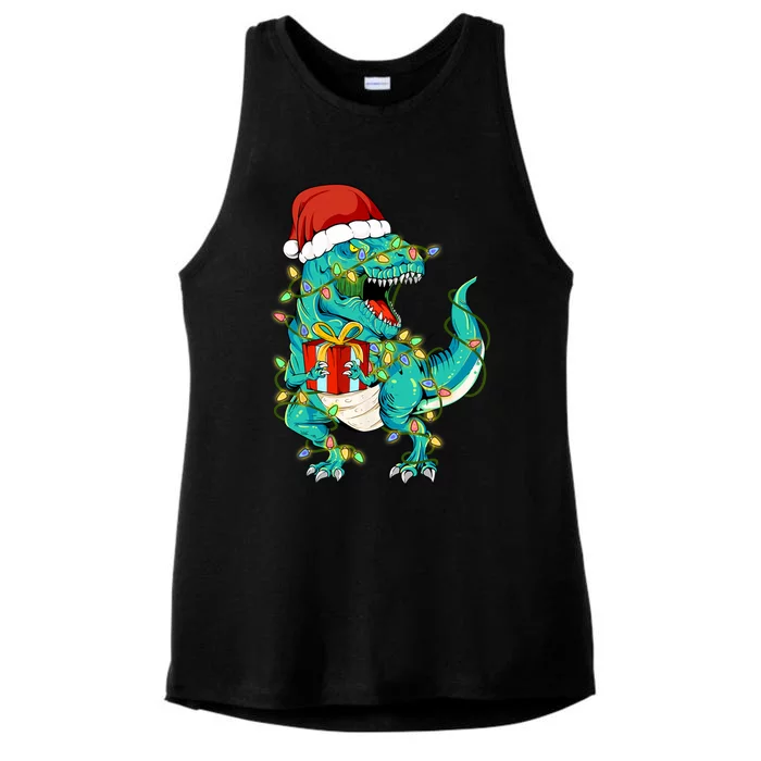 Dinosaur Trex Tree Christmas Sweater Xmas Pet Dino Trex Meaningful Gift Ladies Tri-Blend Wicking Tank