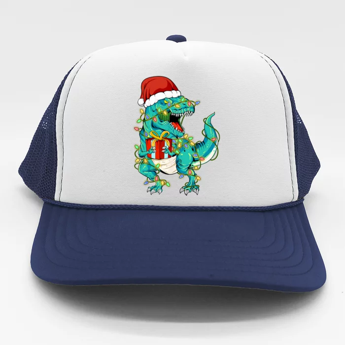 Dinosaur Trex Tree Christmas Sweater Xmas Pet Dino Trex Meaningful Gift Trucker Hat