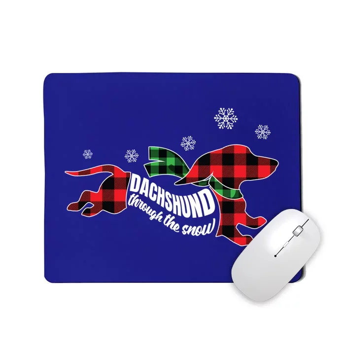 Dachshund Through The Snow Doxie Dog Plaid Christmas Gift Mousepad