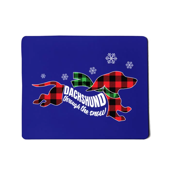 Dachshund Through The Snow Doxie Dog Plaid Christmas Gift Mousepad