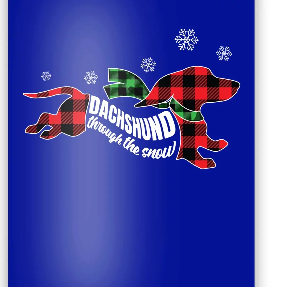 Dachshund Through The Snow Doxie Dog Plaid Christmas Gift Poster