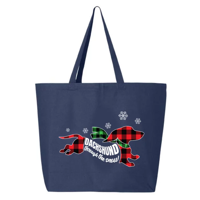 Dachshund Through The Snow Doxie Dog Plaid Christmas Gift 25L Jumbo Tote