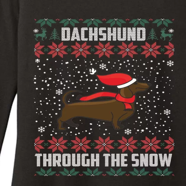 Dachshund Through The Snow Ugly Christmas Gift Funny Gift Womens CVC Long Sleeve Shirt