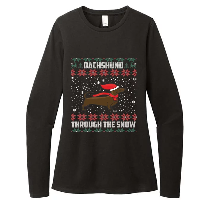 Dachshund Through The Snow Ugly Christmas Gift Funny Gift Womens CVC Long Sleeve Shirt