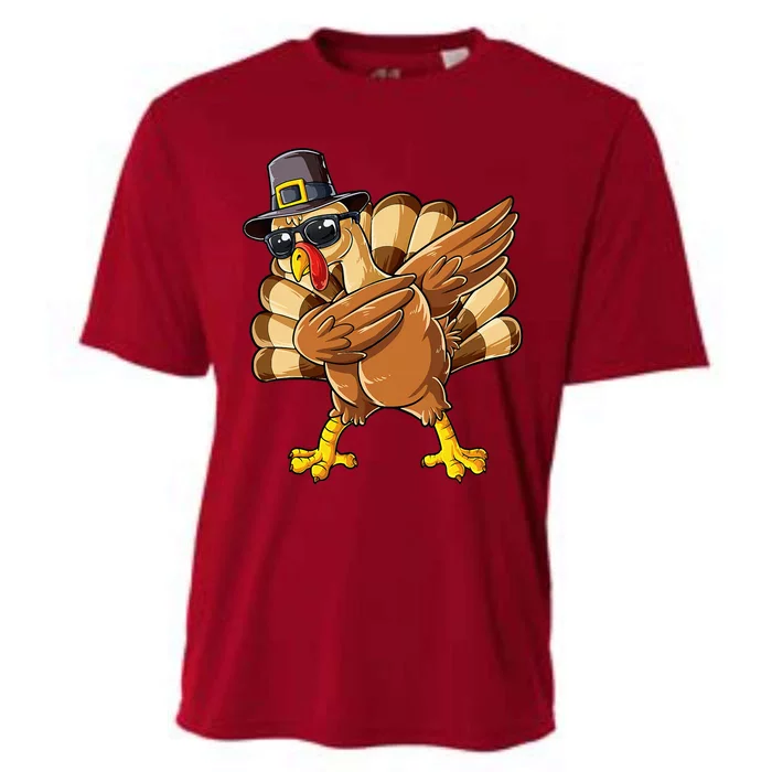 Dabbing Turkey Thanksgiving Day Pilgrim Cooling Performance Crew T-Shirt