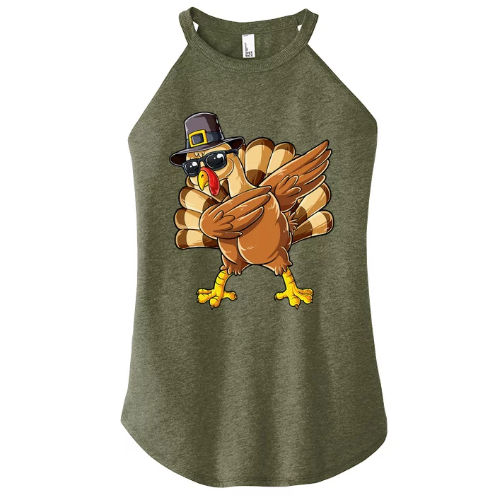 Dabbing Turkey Thanksgiving Day Pilgrim Women’s Perfect Tri Rocker Tank