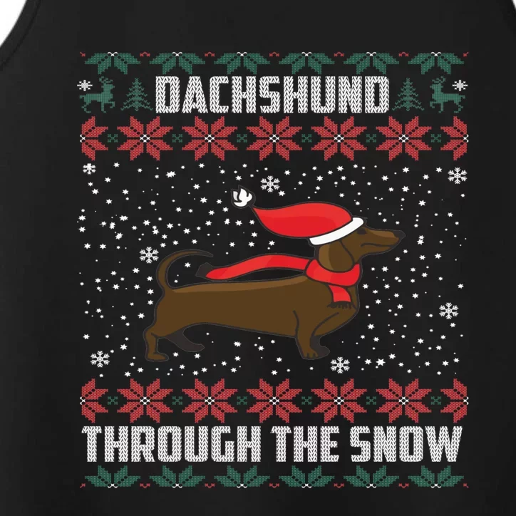 Dachshund Through The Snow Ugly Christmas Gift Performance Tank