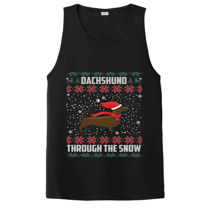 Dachshund Through The Snow Ugly Christmas Gift Performance Tank