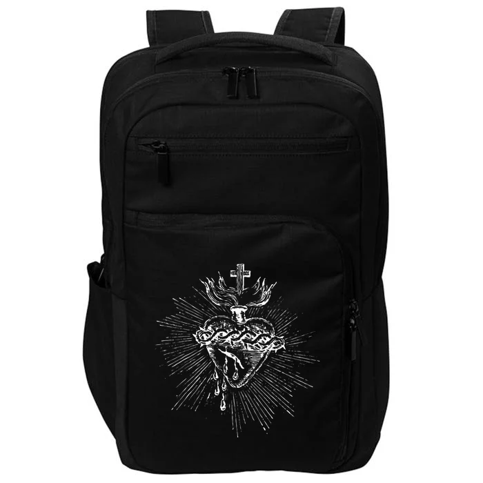 Devotion To The Sacred Heart Of Jesus Vintage Catholic Art Impact Tech Backpack