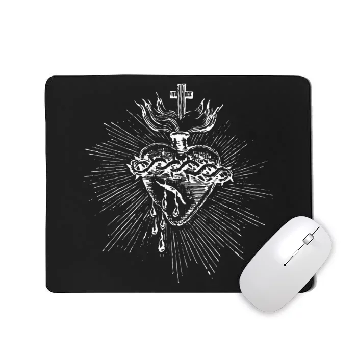 Devotion To The Sacred Heart Of Jesus Vintage Catholic Art Mousepad