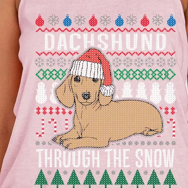 Dachshund Through The Snow Ugly Christmas Gift Women's Knotted Racerback Tank