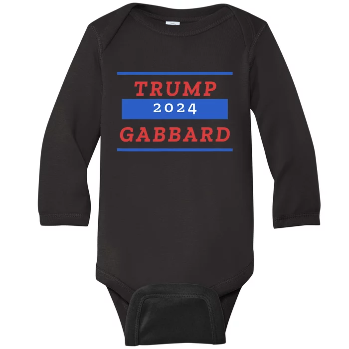 Donald Trump Tulsi Gabbard 2024 Conservative Us Flag Baby Long Sleeve Bodysuit