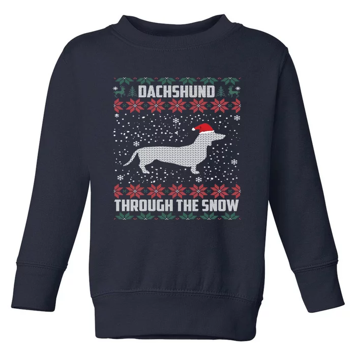 Dachshund Through The Snow Ugly Christmas Gift Toddler Sweatshirt