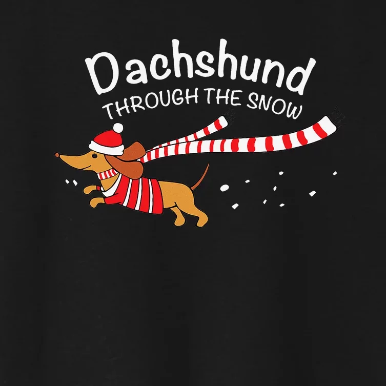 Dachshund Through The Snow Funny Dachshund Christmas Women's Crop Top Tee