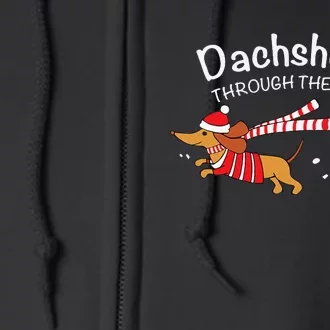 Dachshund Through The Snow Funny Dachshund Christmas Full Zip Hoodie