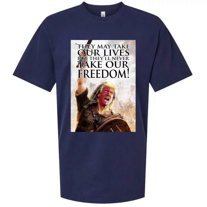 Donald Trump They May Take Our Lives But Theyll Never Take Our Freedom Sueded Cloud Jersey T-Shirt