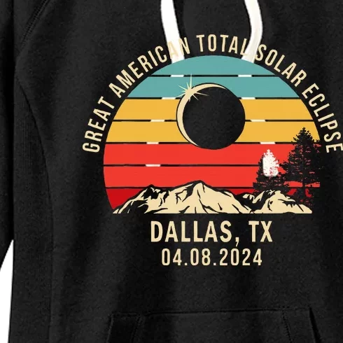 Dallas Tx Texas Total Solar Eclipse 2024 Women's Fleece Hoodie