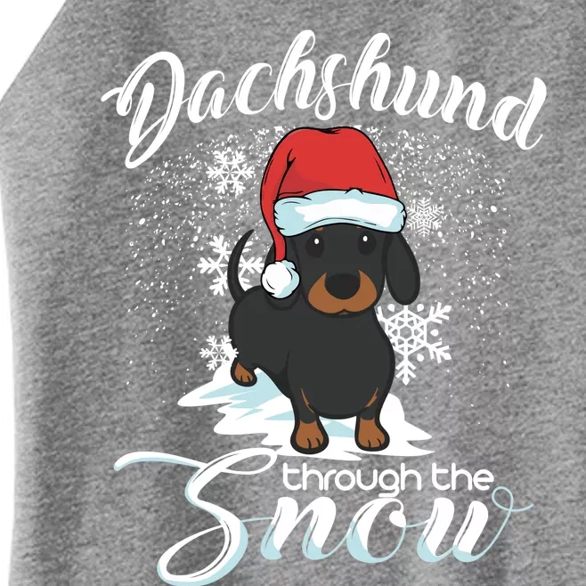 Daschund Through The Snow Dog Lovers Festive Gift Women’s Perfect Tri Rocker Tank