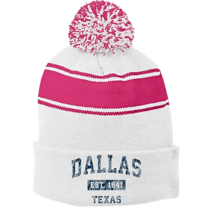 Dallas Texas Tx Vintage Sports Stripe Pom Pom Beanie