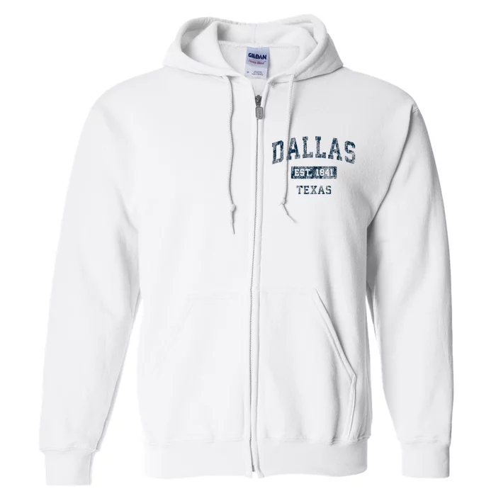 Dallas Texas Tx Vintage Sports Full Zip Hoodie