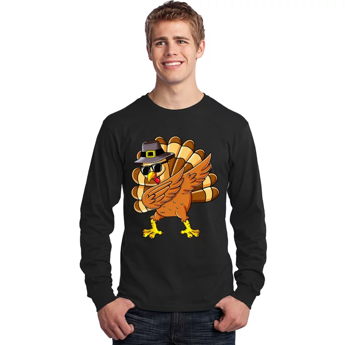 Dabbing Turkey Thanksgiving Day Pilgrim Funny Dab Long Sleeve Shirt