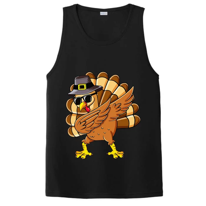 Dabbing Turkey Thanksgiving Day Pilgrim Funny Dab Performance Tank