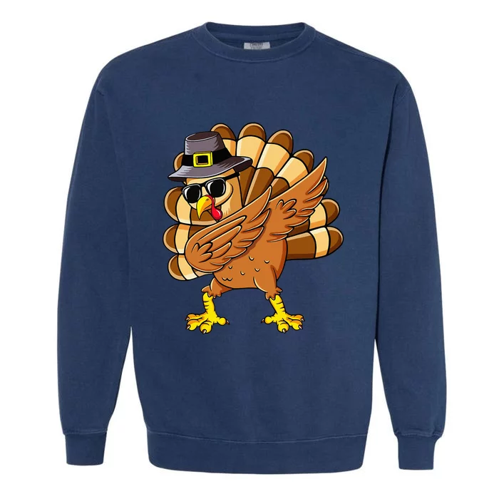 Dabbing Turkey Thanksgiving Day Pilgrim Funny Dab Garment-Dyed Sweatshirt