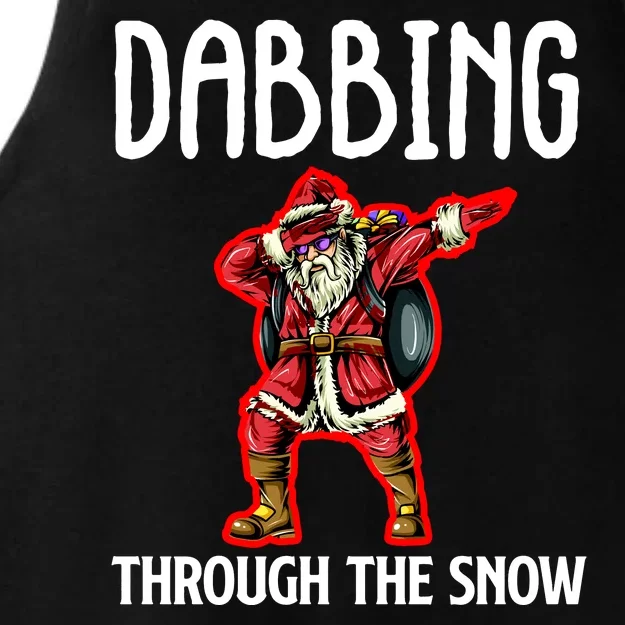 Dabbing Through The Snow Funny Santa Claus Dancing Ladies Tri-Blend Wicking Tank