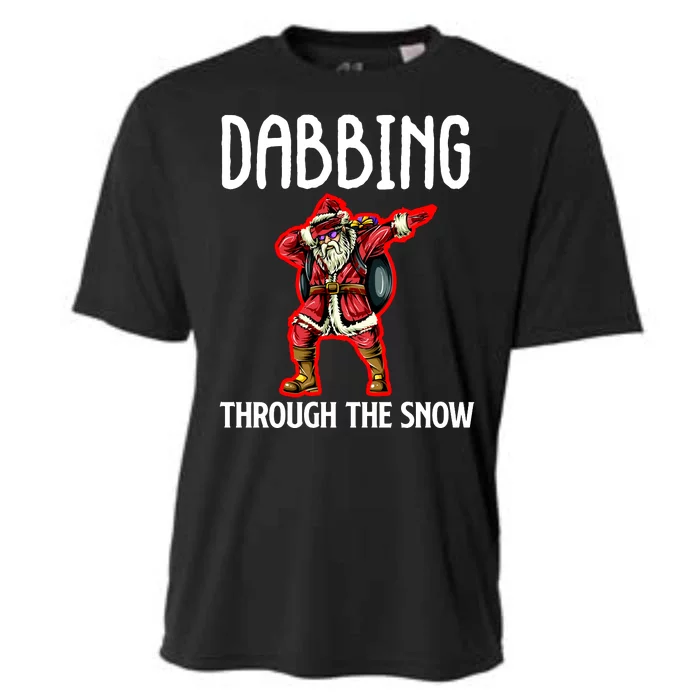 Dabbing Through The Snow Funny Santa Claus Dancing Cooling Performance Crew T-Shirt