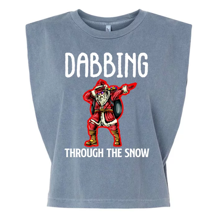 Dabbing Through The Snow Funny Santa Claus Dancing Garment-Dyed Women's Muscle Tee