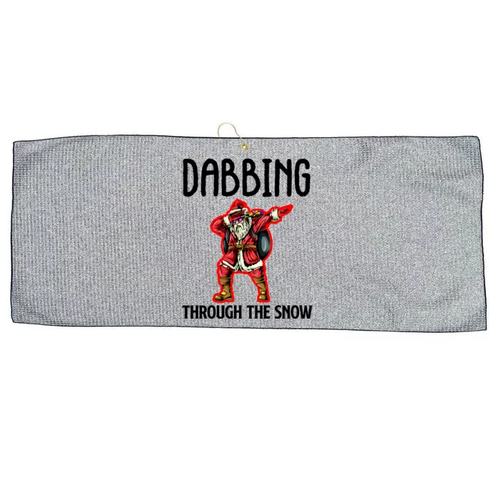 Dabbing Through The Snow Funny Santa Claus Dancing Large Microfiber Waffle Golf Towel