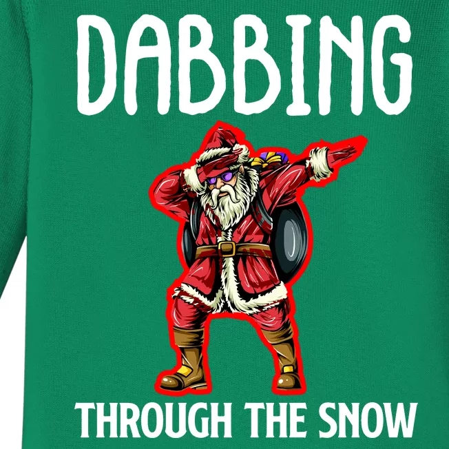 Dabbing Through The Snow Funny Santa Claus Dancing Baby Long Sleeve Bodysuit