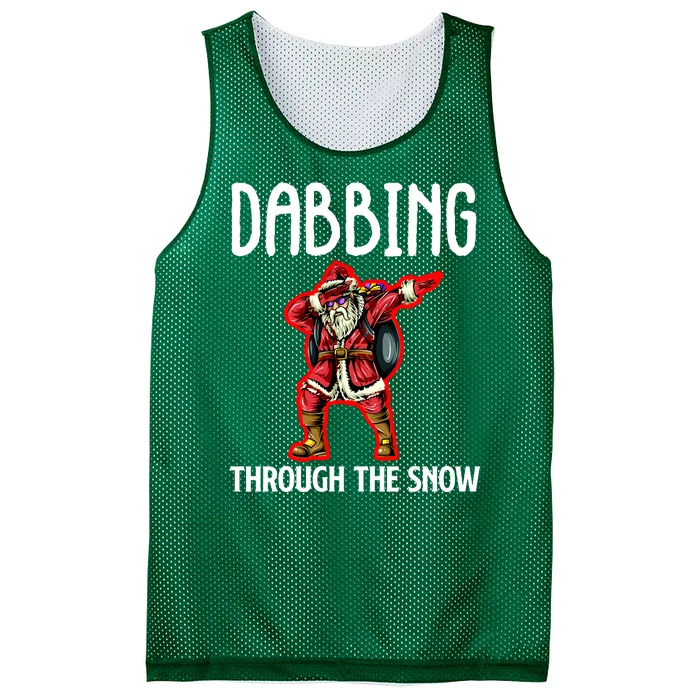 Dabbing Through The Snow Funny Santa Claus Dancing Mesh Reversible Basketball Jersey Tank