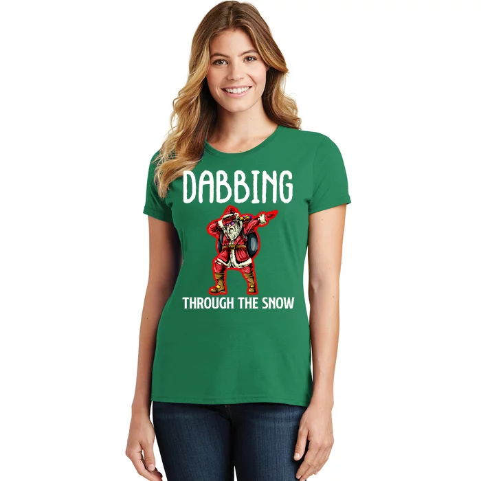 Dabbing Through The Snow Funny Santa Claus Dancing Women's T-Shirt