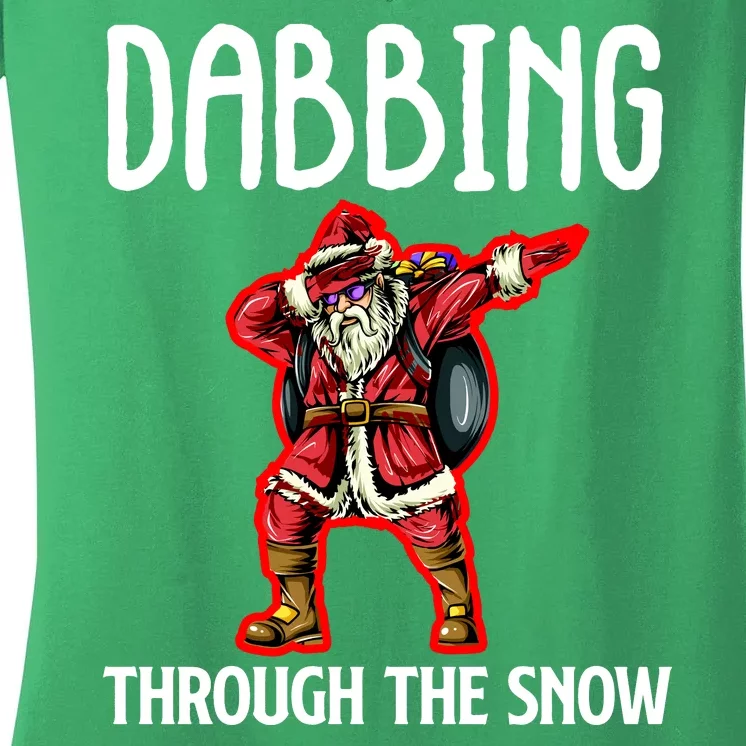 Dabbing Through The Snow Funny Santa Claus Dancing Women's V-Neck T-Shirt