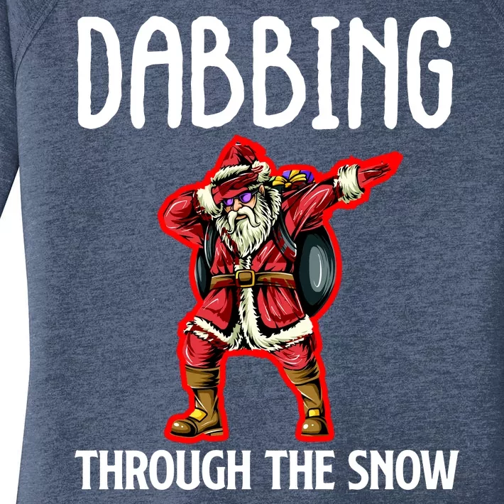 Dabbing Through The Snow Funny Santa Claus Dancing Women's Perfect Tri Tunic Long Sleeve Shirt